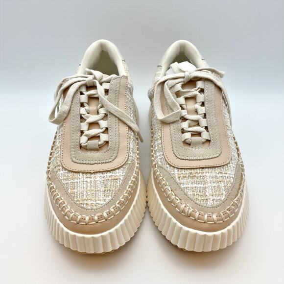 Dolce Vita Women's Dolen Leather Sneaker Size 7 Ivory Tan Lace-Up Closure NIB - Picture 5 of 11